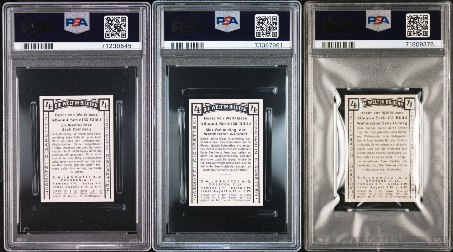 SET #1-#3 Jasmatzi ALL PSA 8s! #1 Jack Dempsey, #2 Max Schmeling, #3 Gene Tunney1