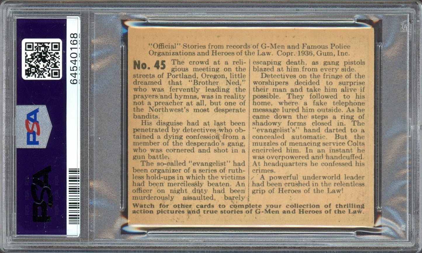 1936 G-Men & Heroes of the Law #45 Satan's Disciple (PSA 4 VGEX) KEY Rare Number1