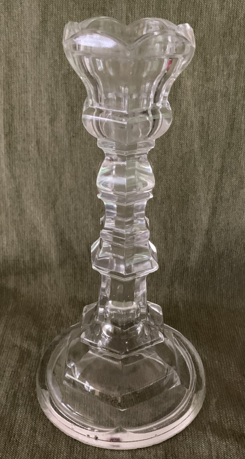 1860 Antique BAKEWELL PEARS Pittsburgh THISTLE Pattern FLINT GLASS Candlestick3