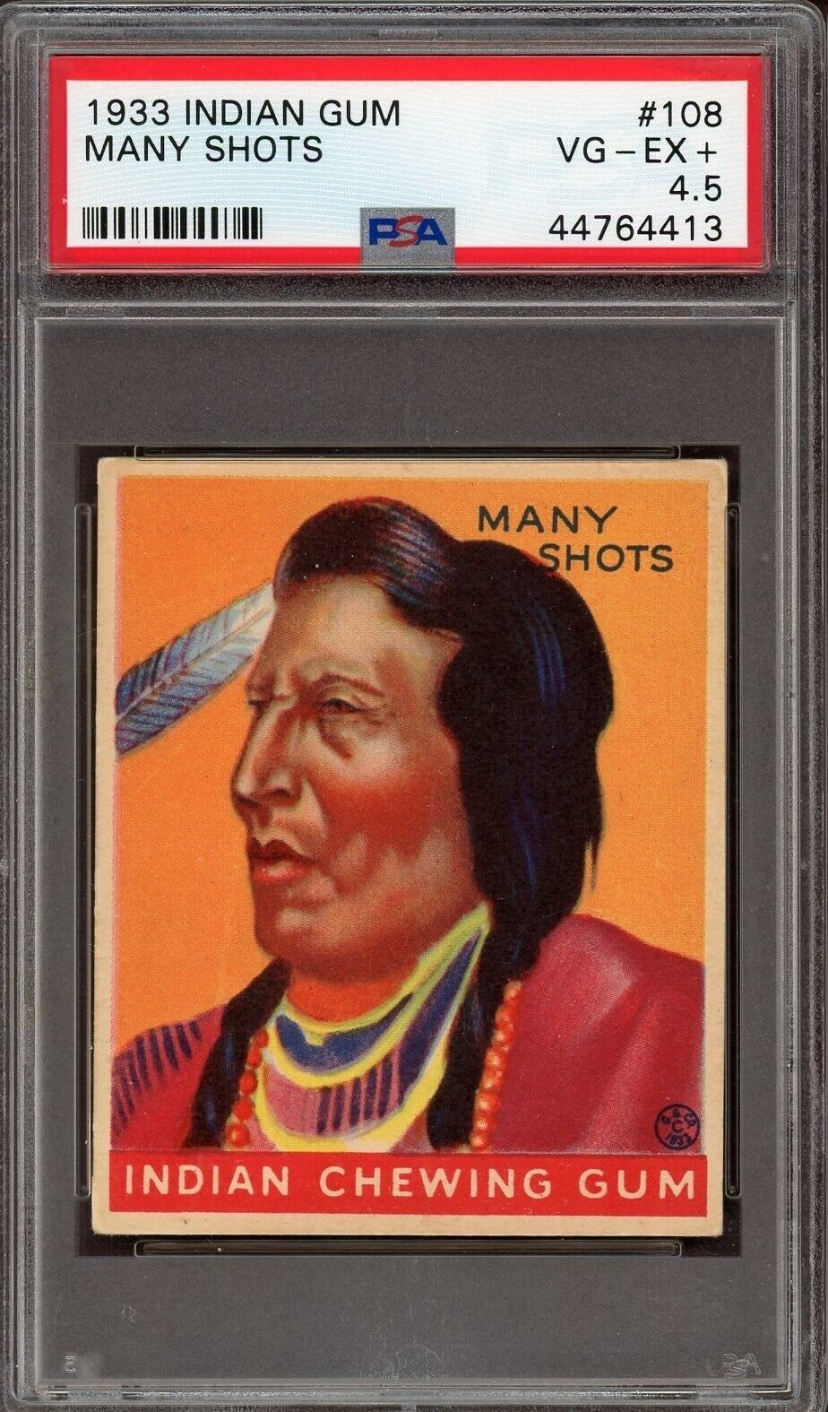 1933 Goudey INDIAN GUM (Series of 264) #108 Many Shots (PSA 4.5 VG/EX+)