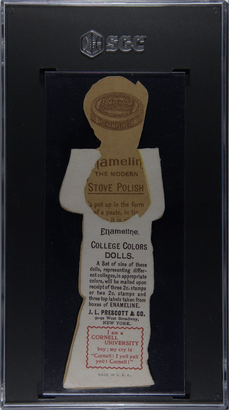 1899 Z12 J.L. Prescott & Co Enameline COLLEGE COLORS Cornell (SGC 5 EX) Rowing1