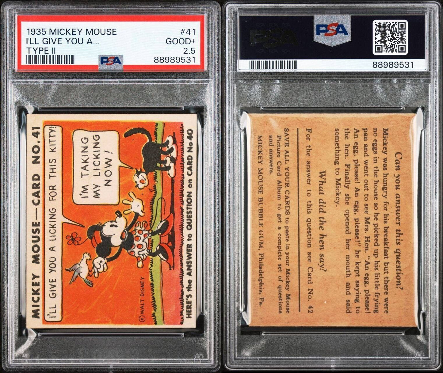 1935 R89 Mickey Mouse Gum Card #41 I'll Give You A... (PSA 2.5 Good+) Type II