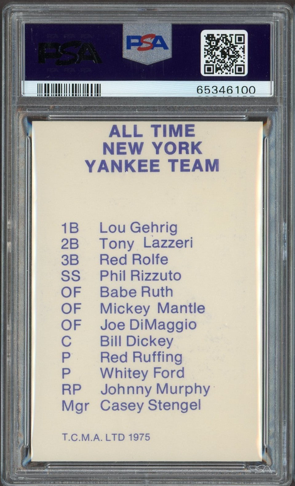 1975 TCMA All Time New York Yankees (PSA 7 NM) BABE RUTH1