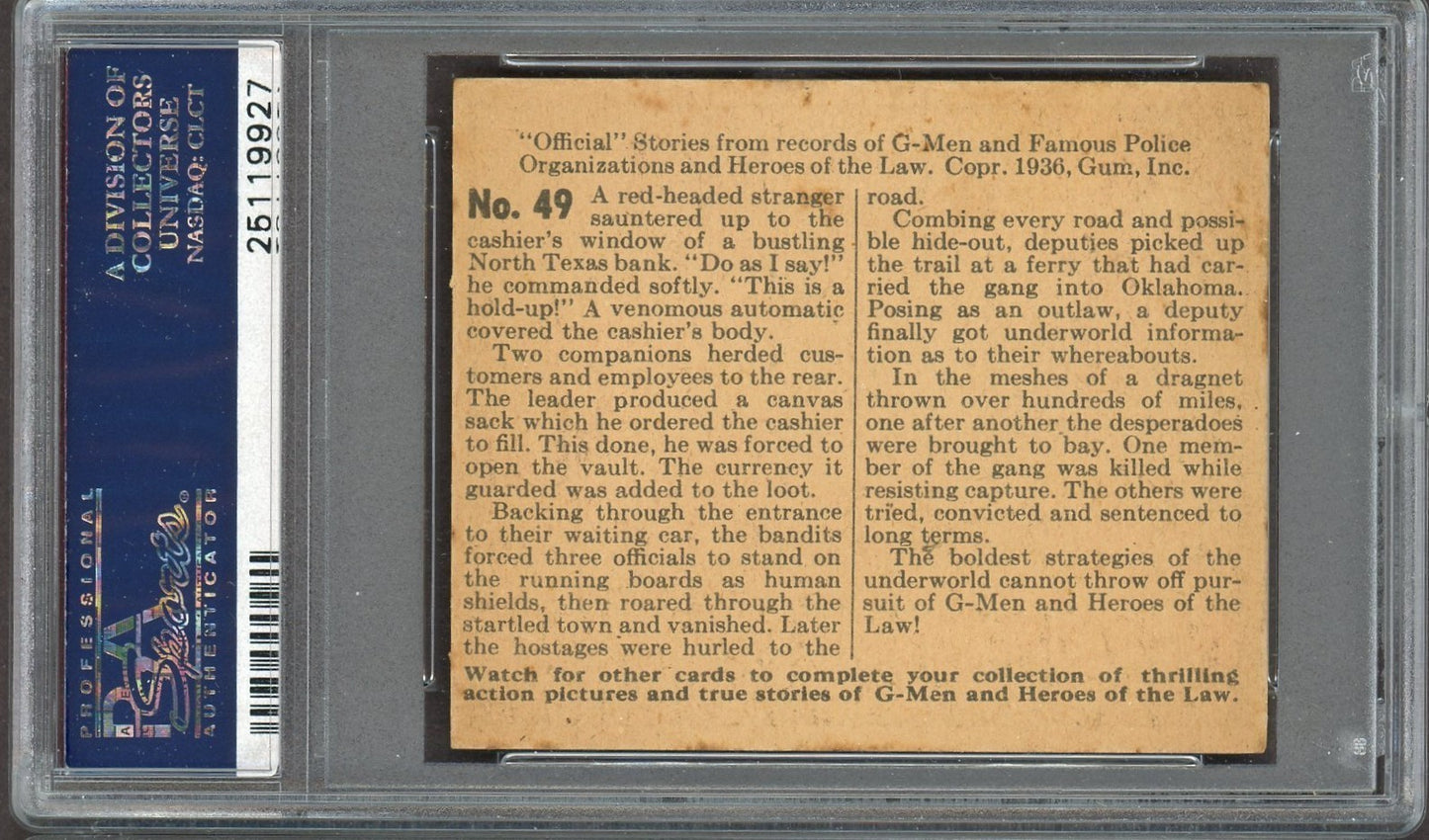 1936 G Men & Heroes of the Law #49 Far Flung Fingers (PSA 4 VGEX) Rare Number1