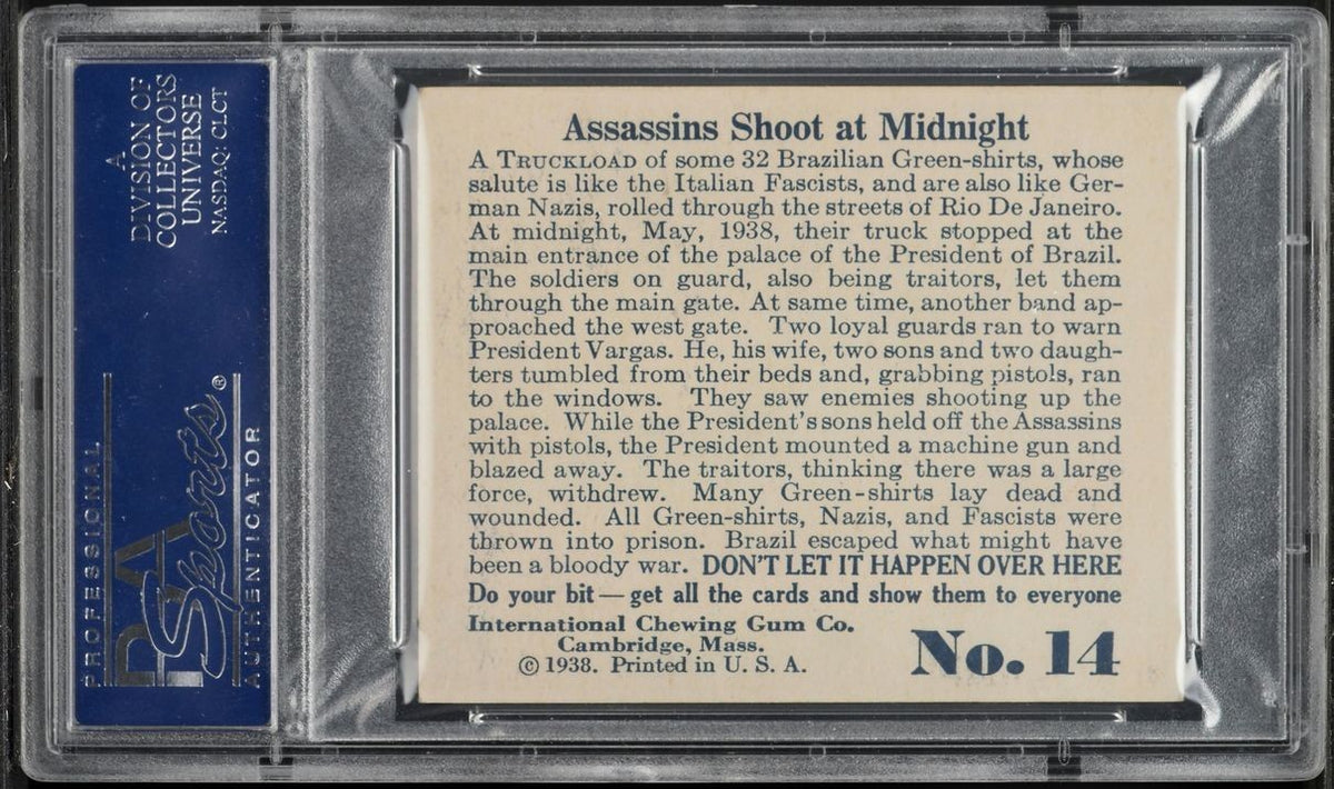 1938 R44 International Gum Don't Let It Happen #14 Assassins Shoot... (PSA 7 NM)1