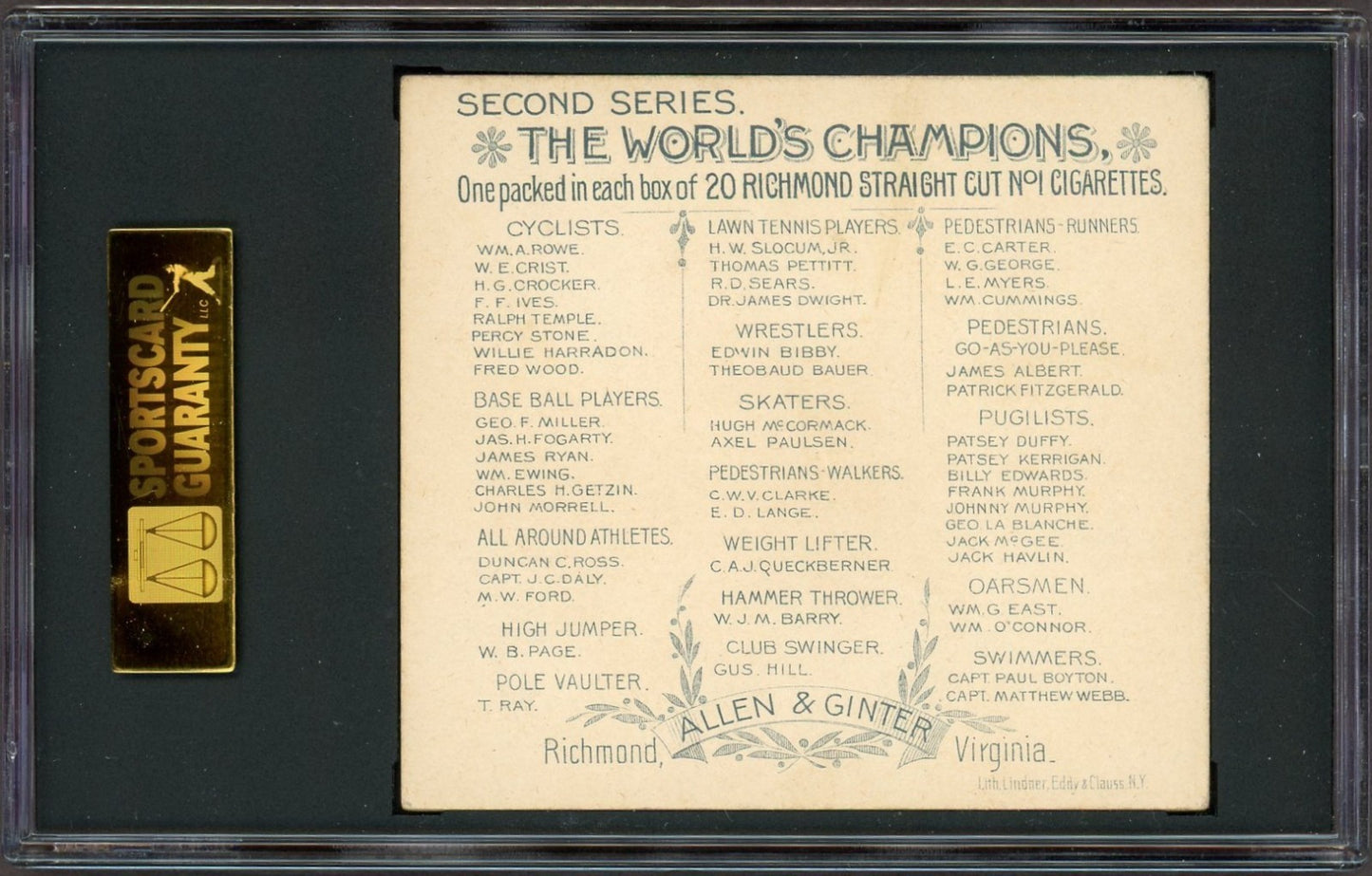 1889 N43 Allen & Ginter World Champions (SCG 4 VG/EX) Hugh McCormack SKATER1