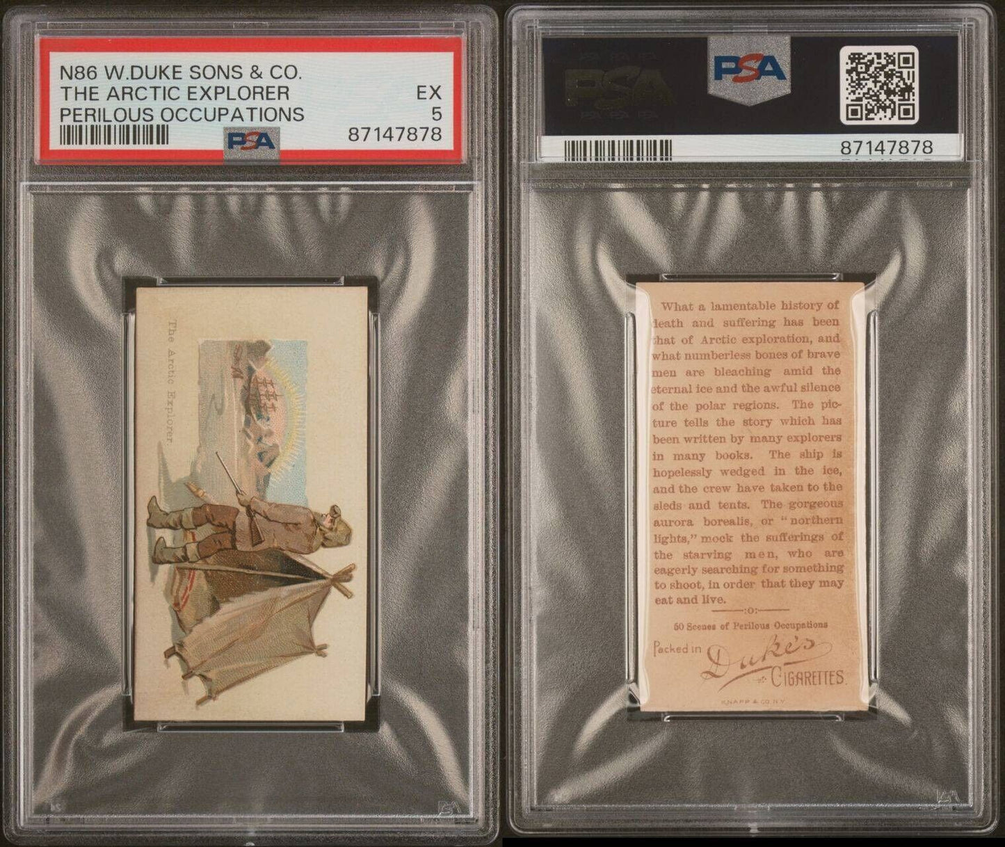 1888 N86 Duke Sons & Co Perilous Occupations THE ARCTIC EXPLORER (PSA 5 EX)