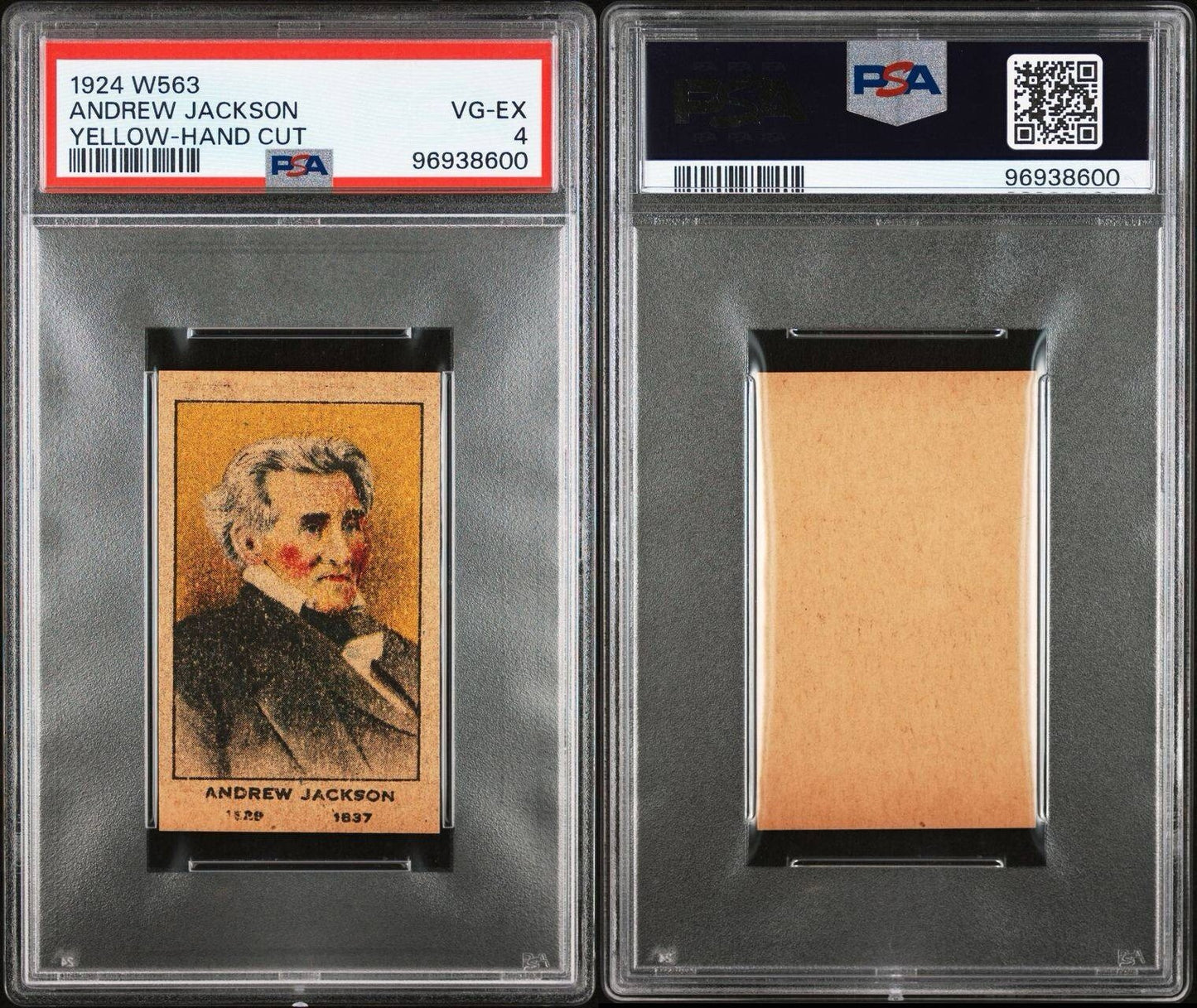 1924 W563 (Hand Cut) Strip Card Universal Mfg. ANDREW JACKSON (PSA 4 VG/EX)2