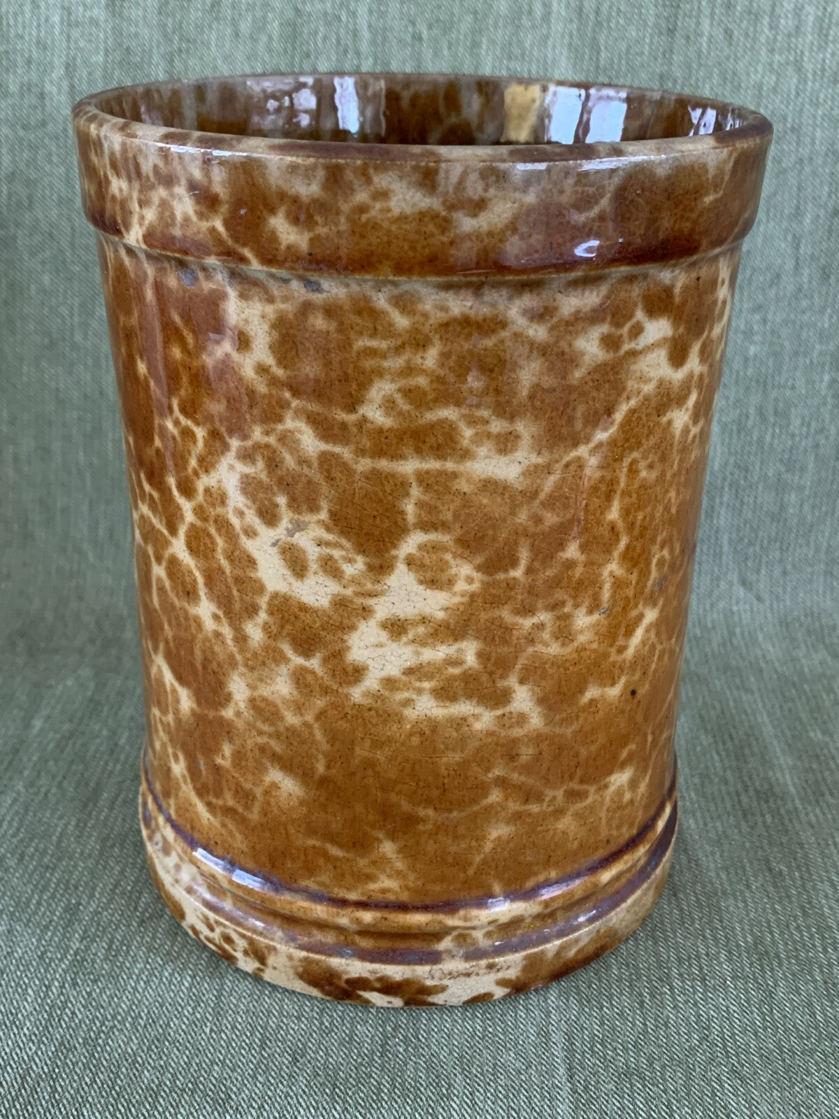 Tall Rockingham Yellow Ware Storage Jar / Humidor Stoneware Tobacco6