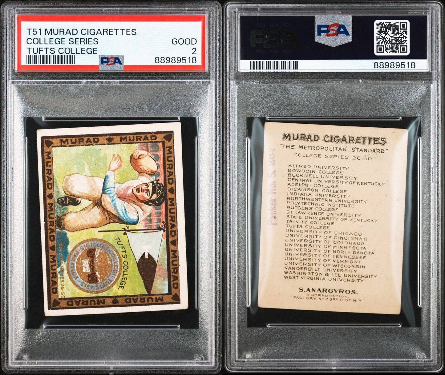 T51 MURAD COLLEGE SERIES Tufts College (PSA 2 GD) Football
