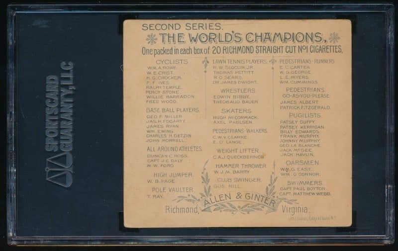 1889 N43 Allen & Ginter World Champions (SCG 4 VG/EX) Hammer Thrower WJM Barry1