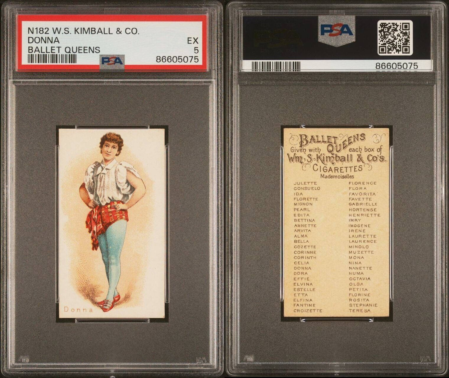 1889 W.S. Kimball & Co N182 BALLET QUEENS Donna (PSA 5 EX)