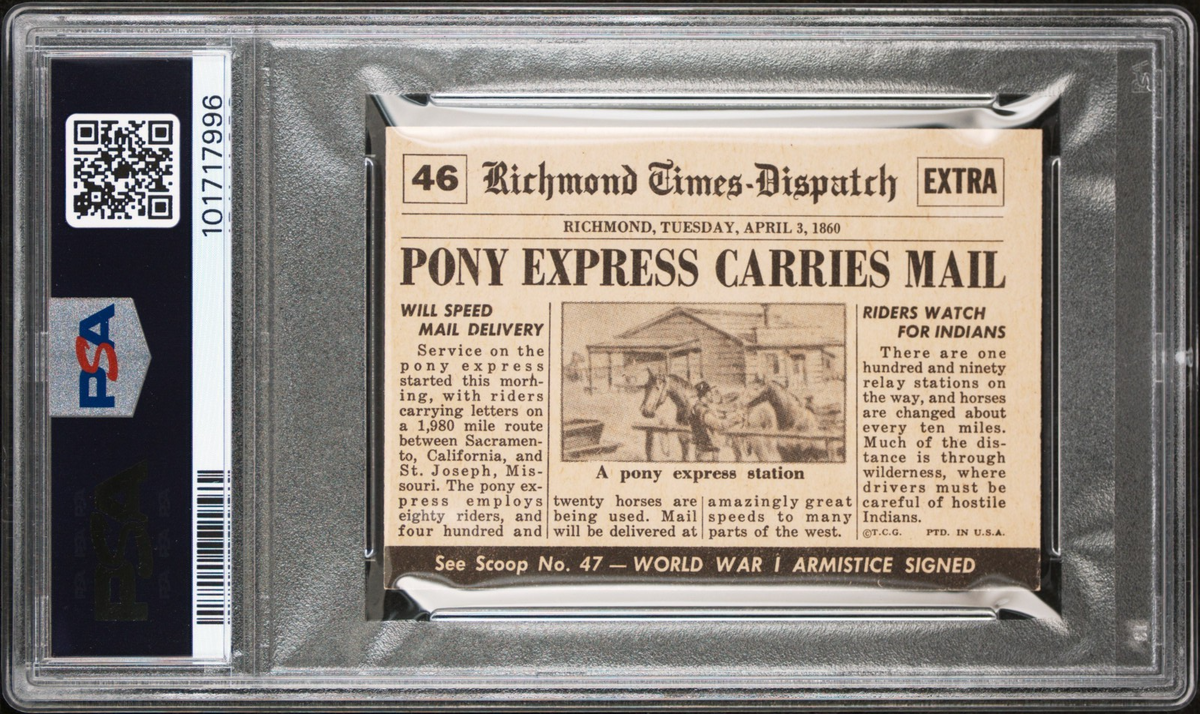 Rare 1954 TOPPS SCOOPS w/coating #46 (PSA 7 NM) Pony Express Pop 1 None Higher1