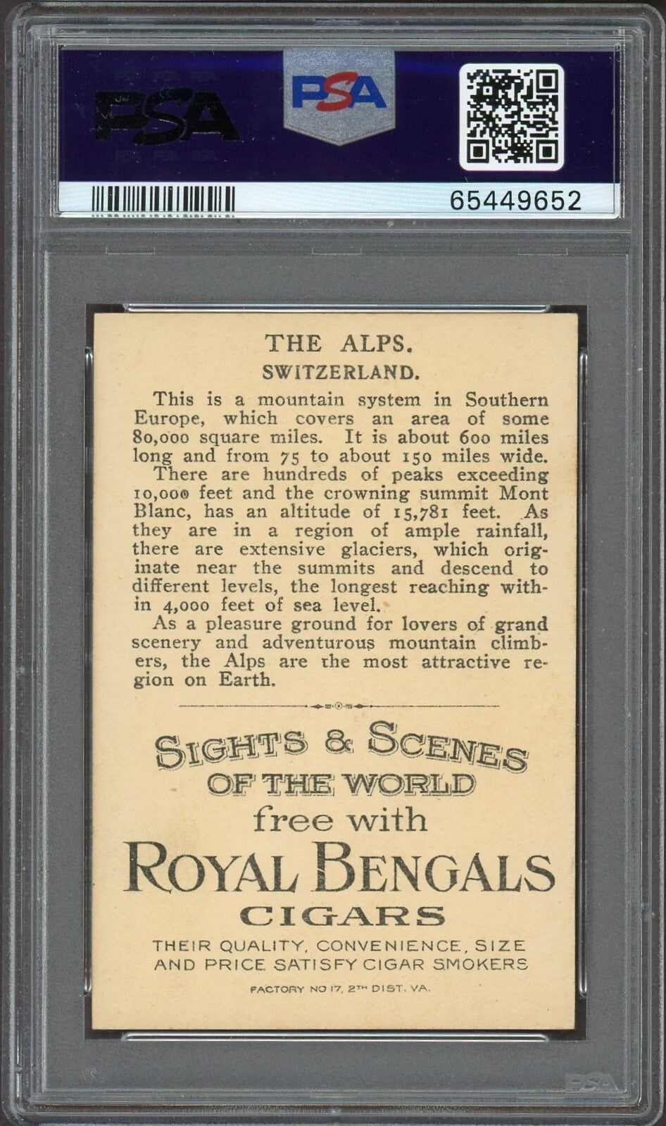 1911 T99 Sights & Scenes of the World THE ALPS (PSA 8 NM/M) Rare1