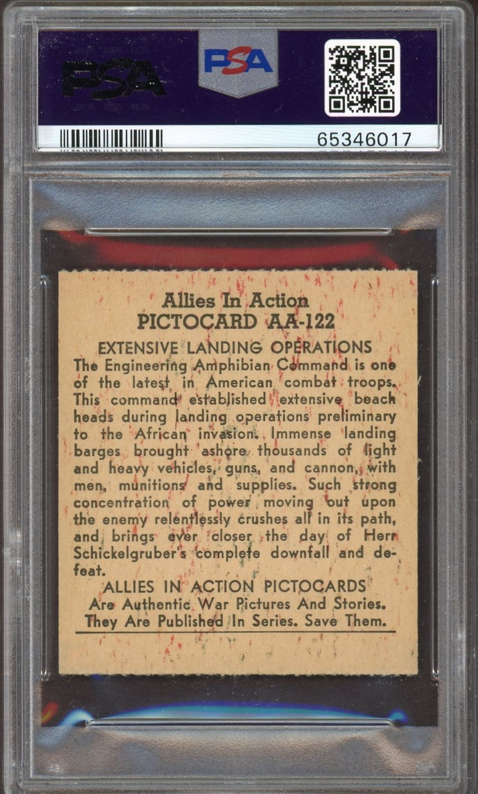 R11 WH Brady Allies In Action #AA-122 Extensive Lansing Operations (PSA 7 NM)1