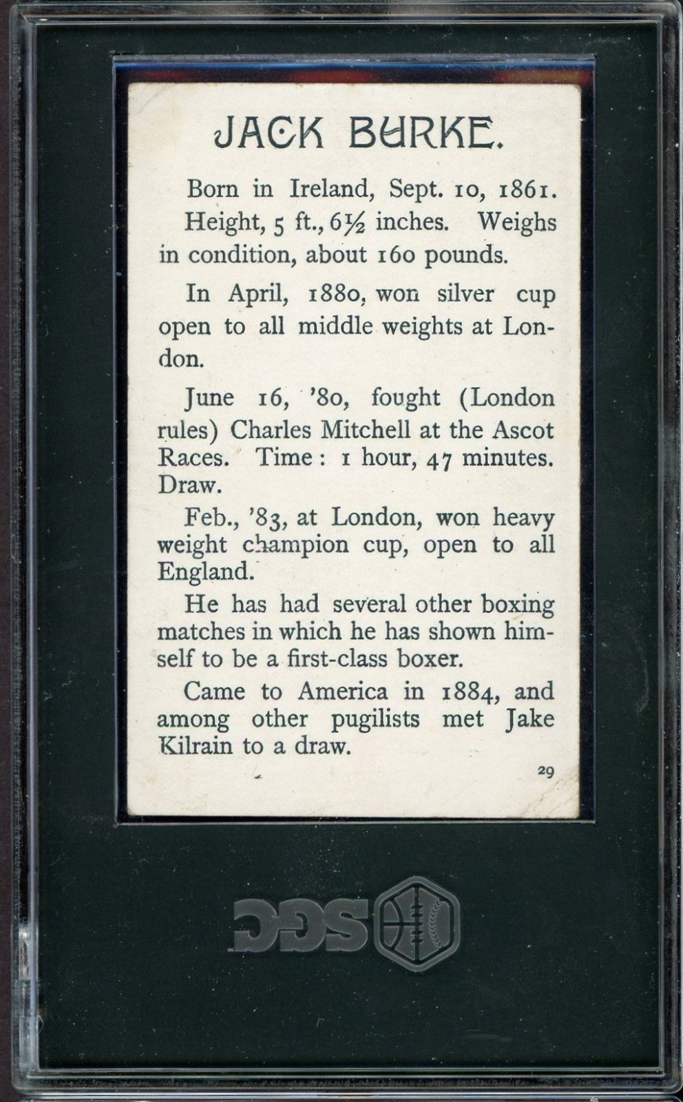 1887 Lorillards N269 Mechanics Delight Prizefighters (SGC 3 VG) Texas Jack Burke1