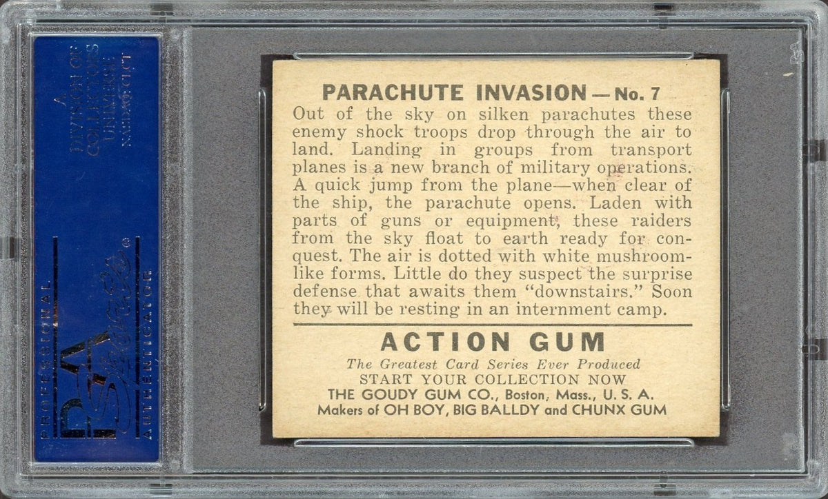 1938 Action Gum Set-Break #7 Parachute Invasion (PSA 6 EX/MT)1