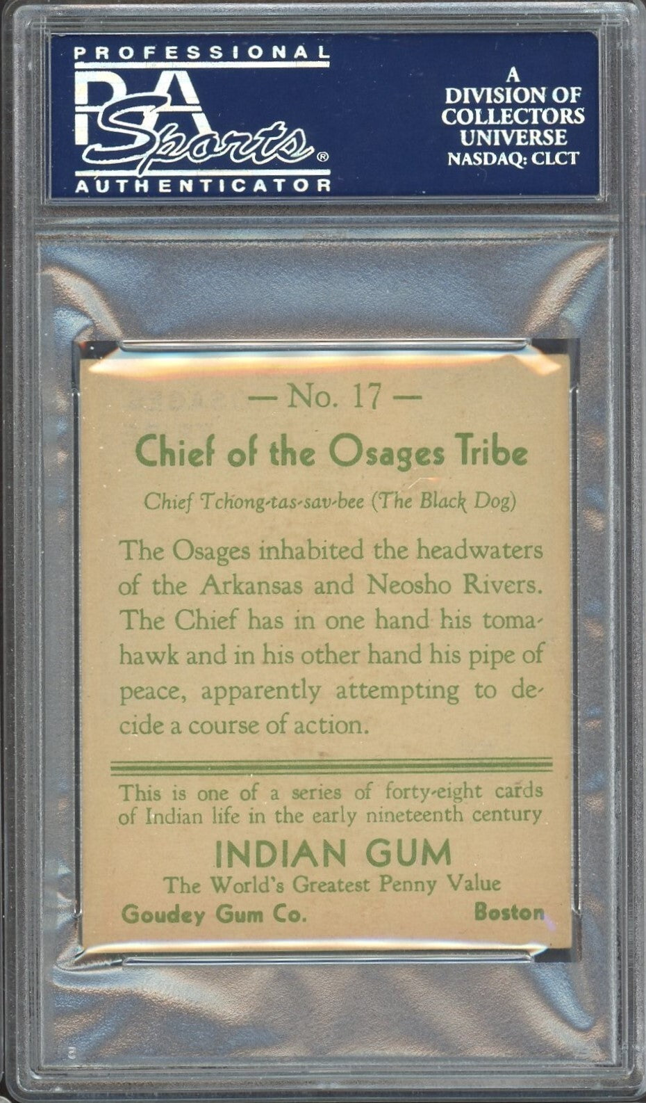 1933 Goudey INDIAN GUM (Series of 48) #17 Chief of the Osages Tribe (PSA 5 EX)1