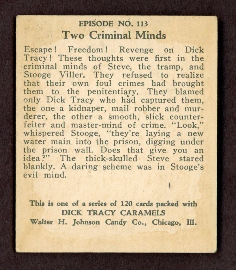 1937 Dick Tracy Caramels Card #113 Two Criminal Minds (Tough High Number)1