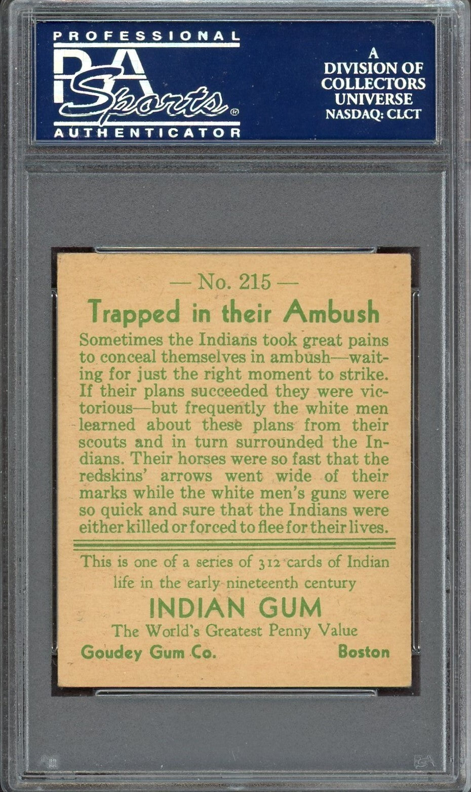 1933 Goudey Indian Gum (Series of 312) #215 Trapped In Their Ambush (PSA 5 EX)1