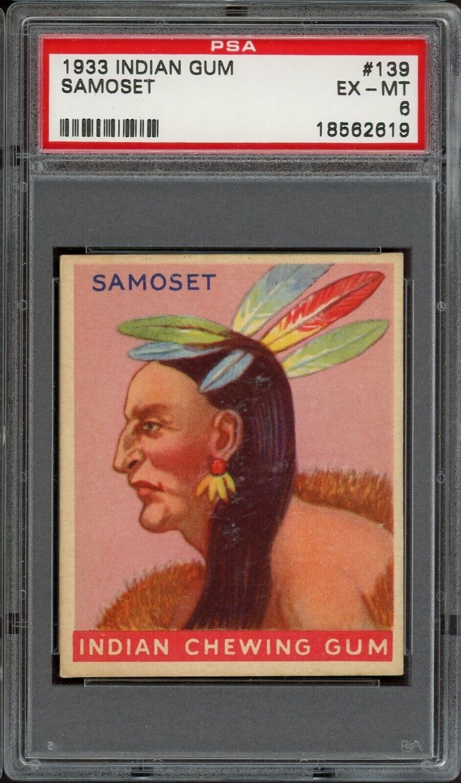 1933 Goudey Indian Gum (Series of 192) #139 Samoset (PSA 6 EX/MT)