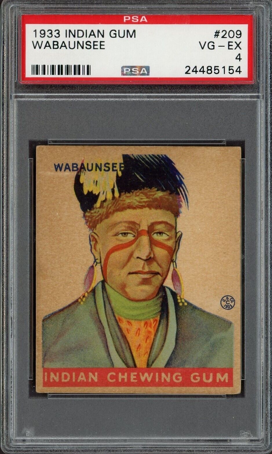 1933 Goudey Indian Gum (Series of 312 WHITE) #209 Wabaunsee (PSA 4 VG/EX) WHITE