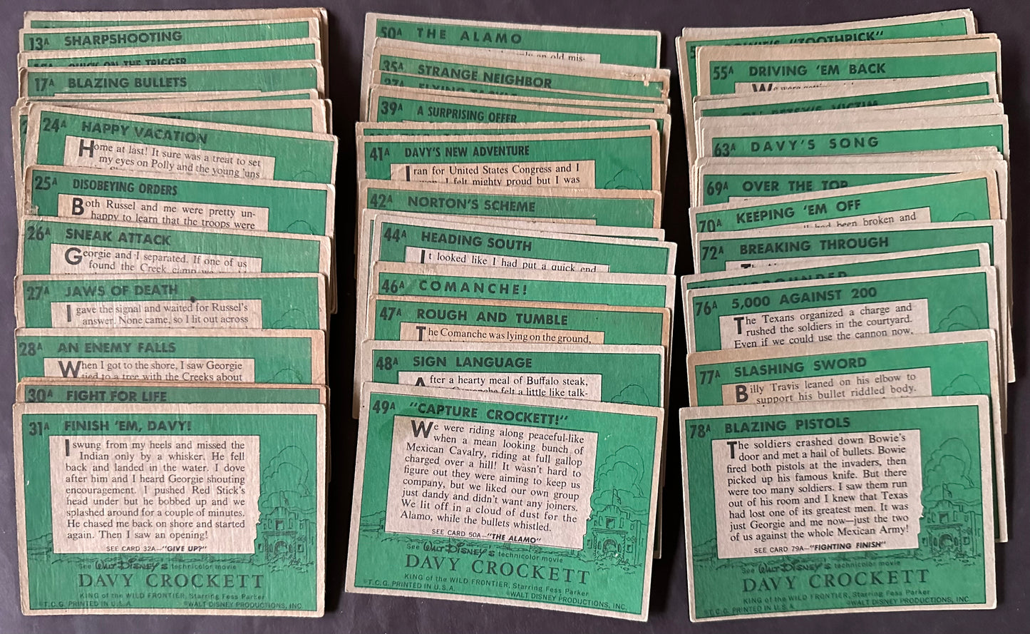 1956 Topps Davy Crockett green back partial Set (59/80)