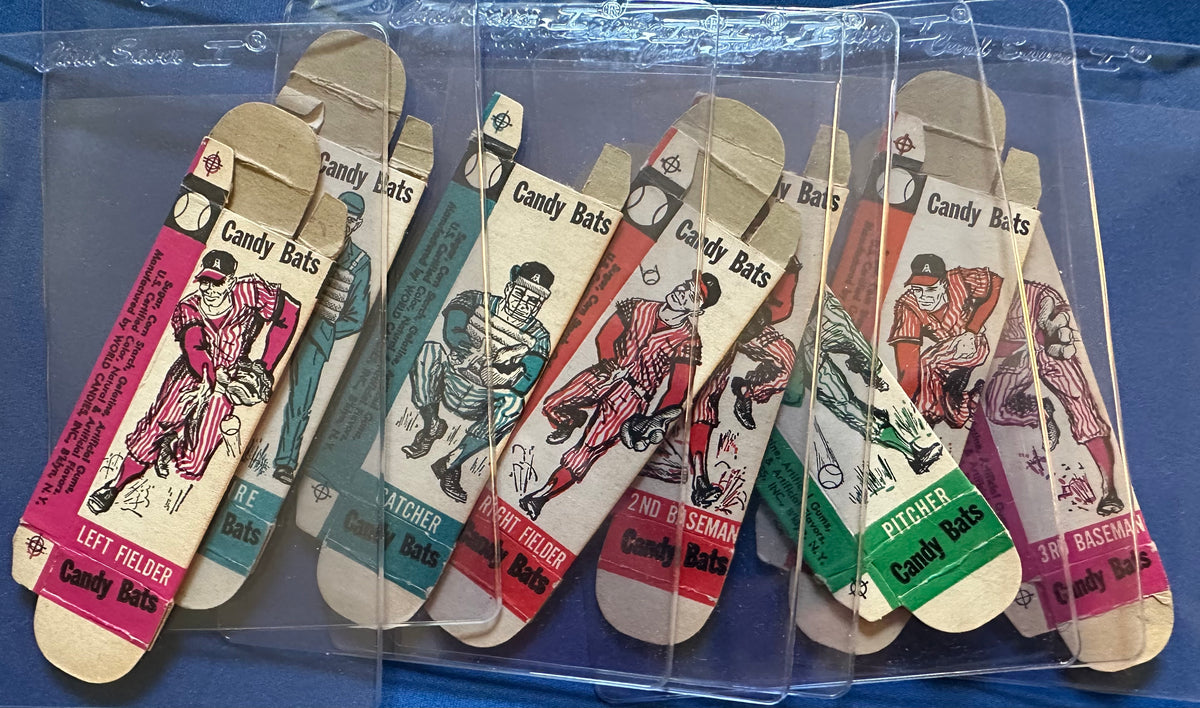 Partial Set of Eight World Candies Inc "Candy Bats" Small Baseball Candy Boxes