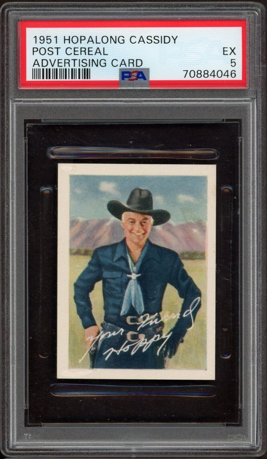 1951 HOPALONG CASSIDY ADVERTISING TRADING CARD (PSA 5 EX) Post Cereal RADIO