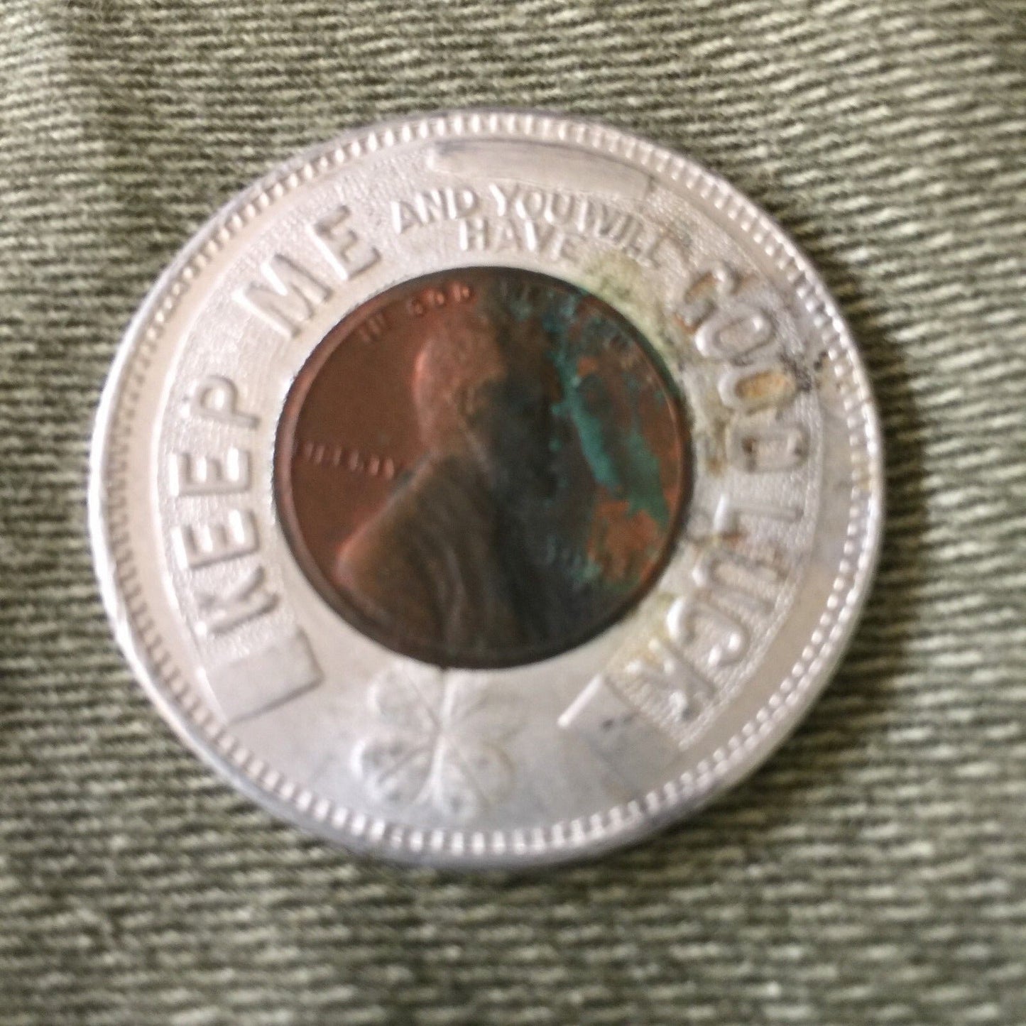 1953 Official Dell Comics Club Member New York Good Luck Penny encased cent