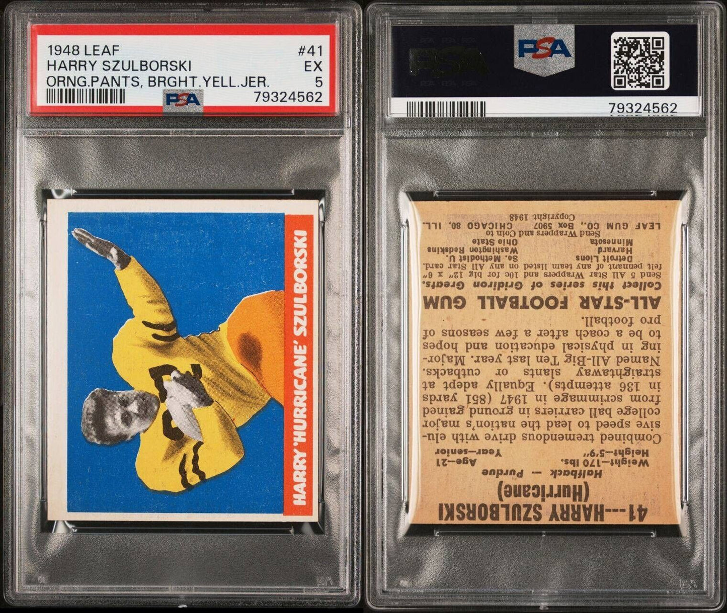 1948 Leaf Football #41 Harry Szulborski Orange/Yellow (PSA 5 EX)