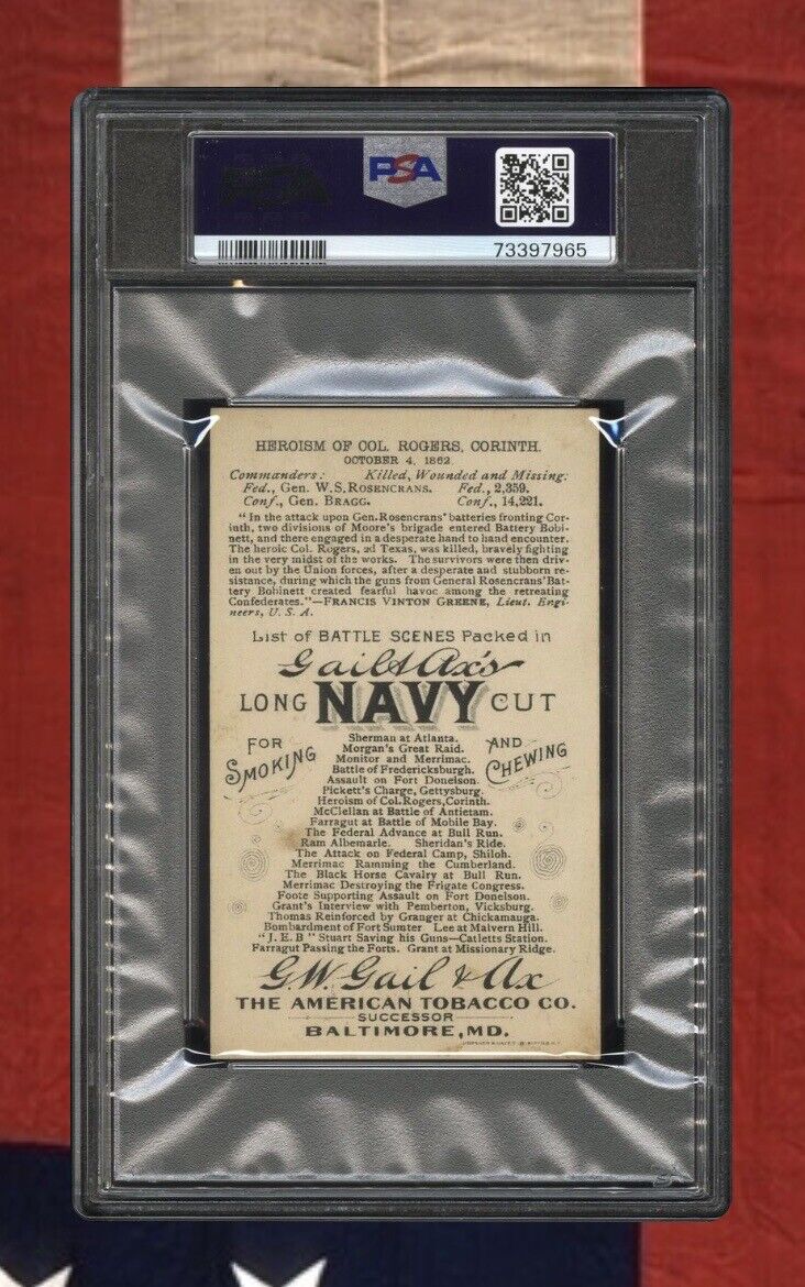 N99 Duke Long Cut BATTLE SCENES CARD Corinth Heroism of Col. Rogers (PSA 4 VGEX)