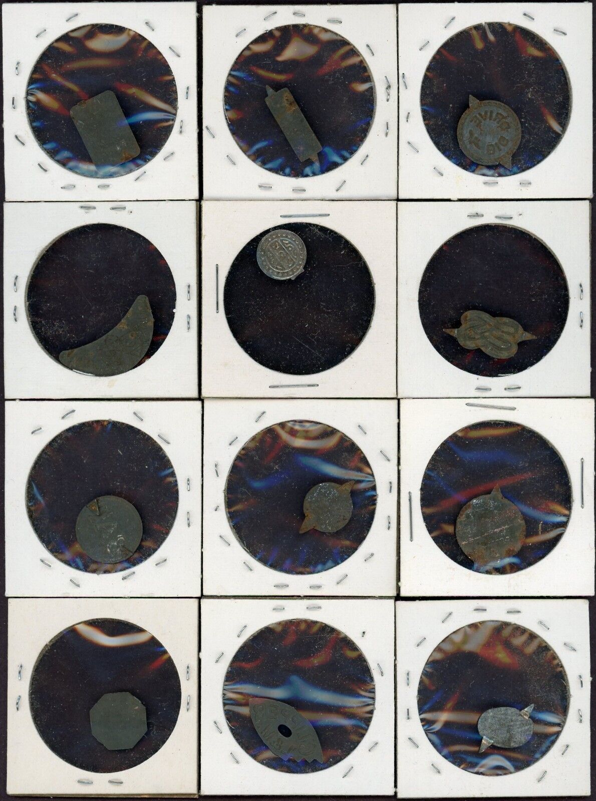 LOT of (12) Antique TOBACCO TAGS In Holders Embossed, Litho