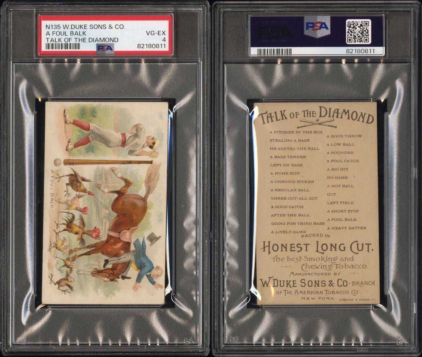 N135 Duke Honest Long Cut "Talk of the Diamond" A FOUL BALK (PSA 4 VG/EX)