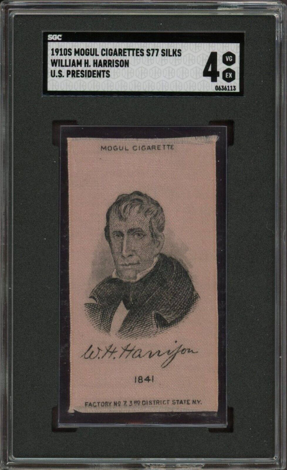 1910s Mogul Cigarettes S77 Silks U.S Presidents W.H. Harrison (SGC 4 VG-EX)