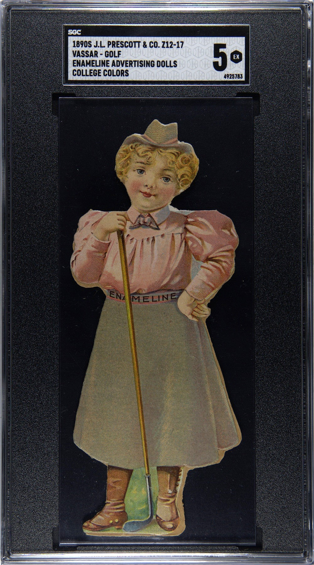 1899 Z12 J.L. Prescott & Co Enameline COLLEGE COLORS Vassar (SGC 5 EX) GOLF
