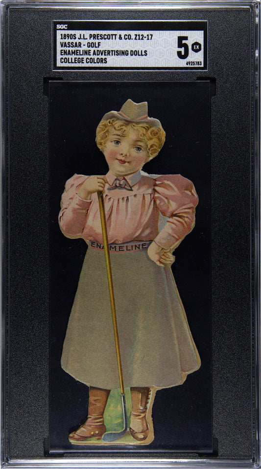 1899 Z12 J.L. Prescott & Co Enameline COLLEGE COLORS Vassar (SGC 5 EX) GOLF