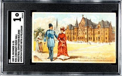 1888 N281 Buchner Scenes w/ Policeman CINCINNATI MUSIC HALL (SGC 1 PR) Very Rare