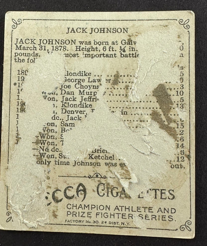 T218 Champions Jack Johnson Card w/ Back Damage