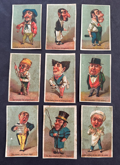 Collection of 36 “Big Heads” Antique French Cards