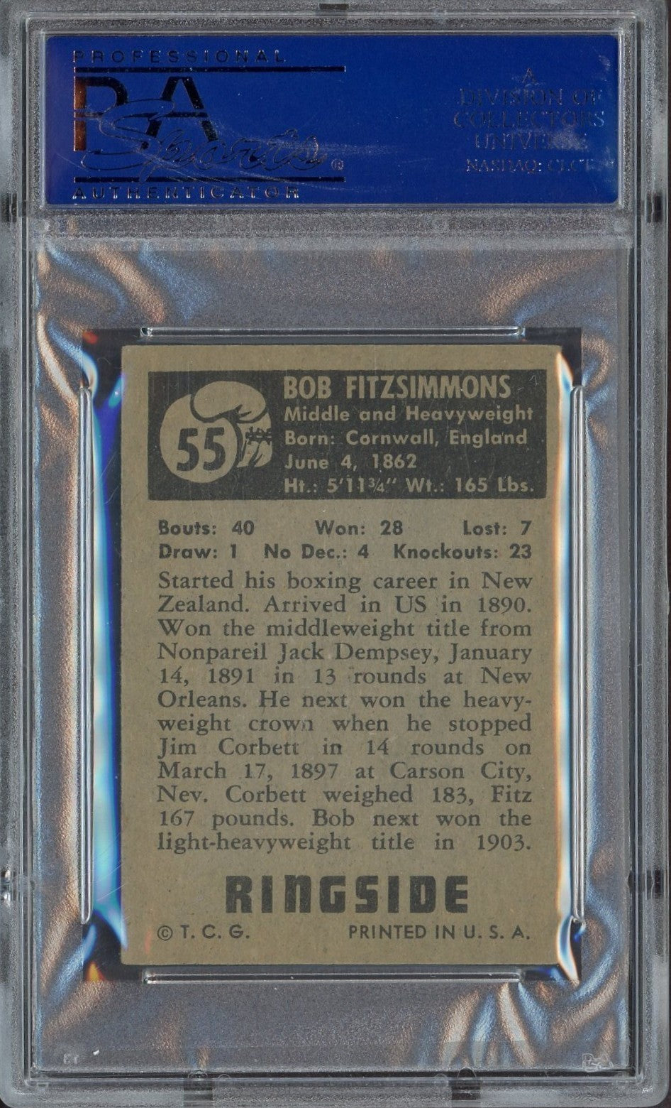 1951 Topps Ringside Boxing (PSA 5 EX) SHORT PRINT Bob Fitzsimmons1