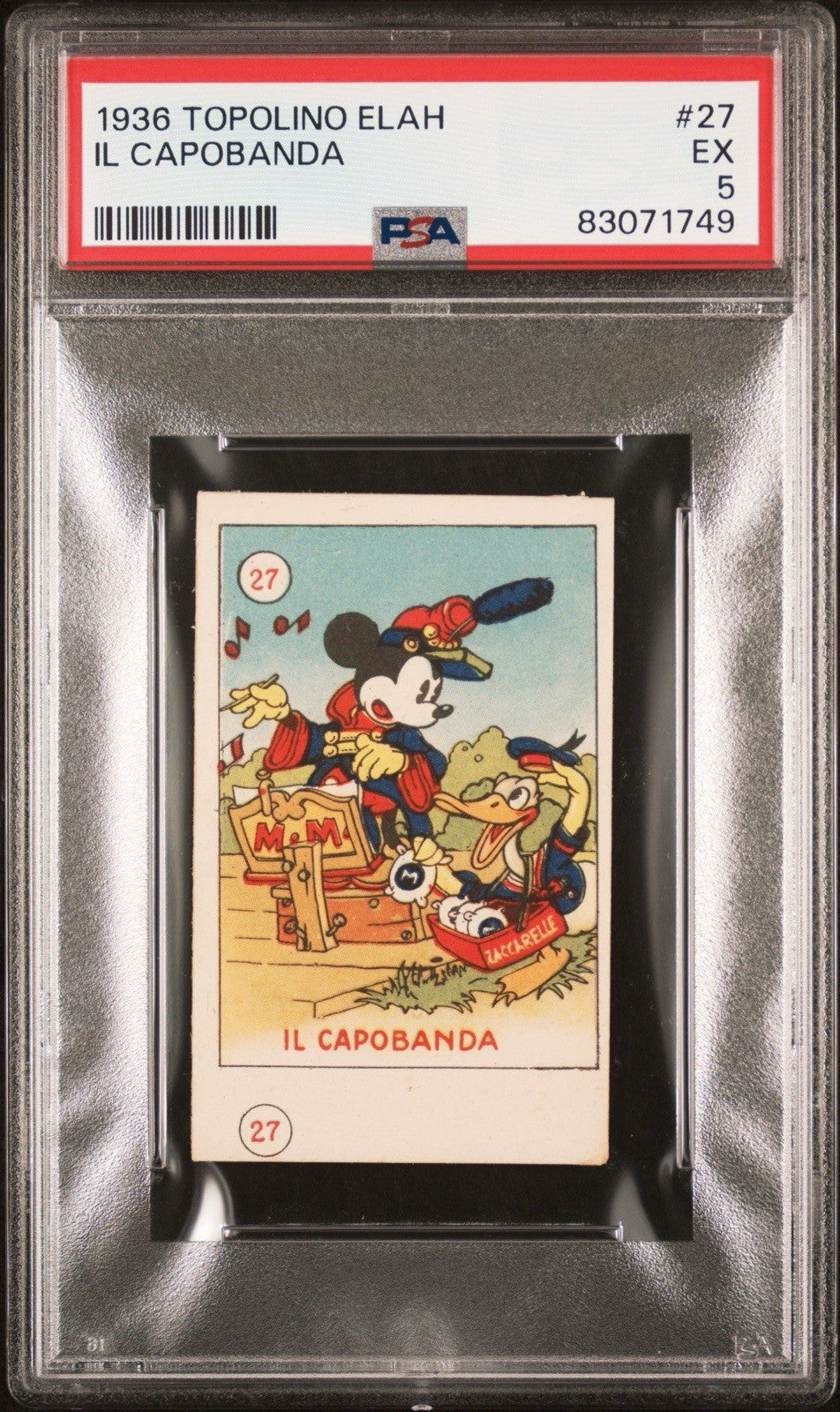 1936 Topolino Elah MICKEY MOUSE Card (PSA 5 EX/MT) #27 Mickey & Donald Duck0