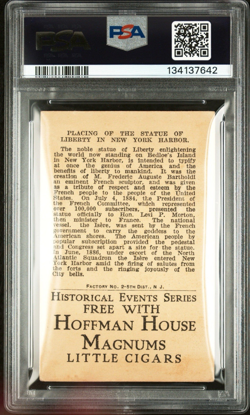 1911 Hoffman House T70 Historical Events PSA 2 GD Placing the Statue of Liberty1