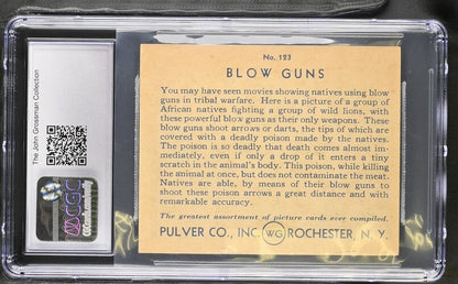 1935 R108 Pulver Co. Gum Pictures #123 Blow Guns (CGC 7 NM) Weapons1