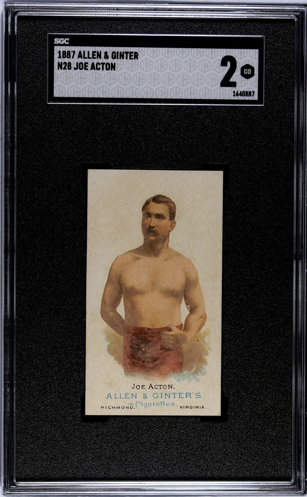 1887 Allen & Ginter N28 World's Champions Tobacco (SGC 2 GD) Wrestler Joe Acton0