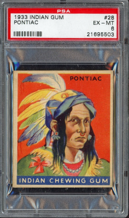 1933 Goudey Indian Gum (Series of 48 BLUE) #28 Pontiac (PSA 6 EX/MT)0