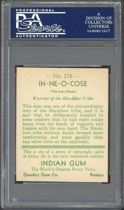 1933 Goudey Indian Gum (Series of 48) #179 IN-NE-O-COSE (PSA 6 EX/MT)