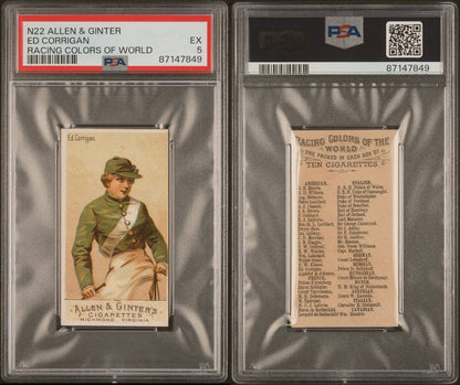 1888 N22 Allen & Ginter Racing Colors (PSA 5 EX) Ed Corrigan