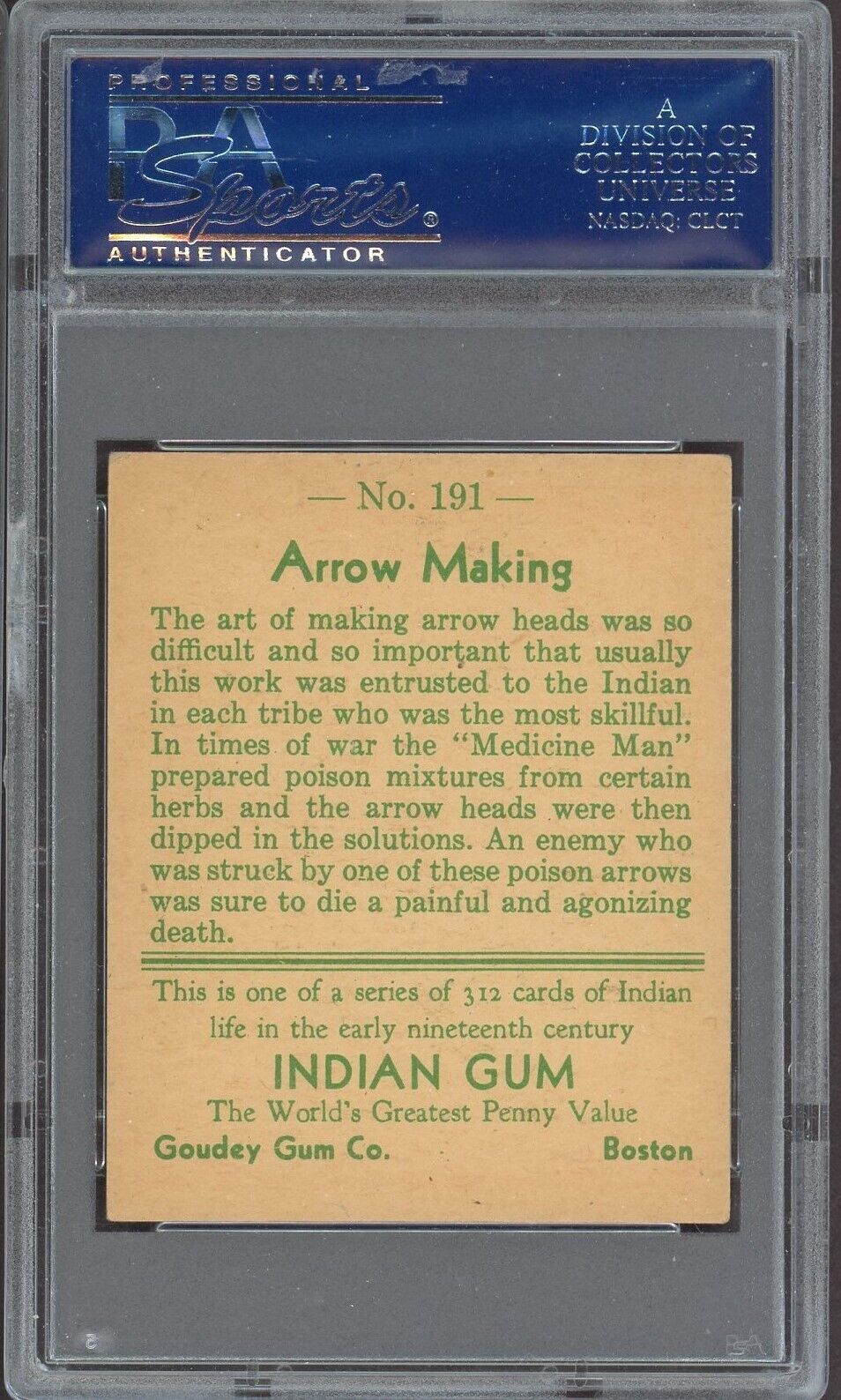 1933 Goudey Indian Gum (Series 312) #191 Arrow Making (PSA 5 EX)