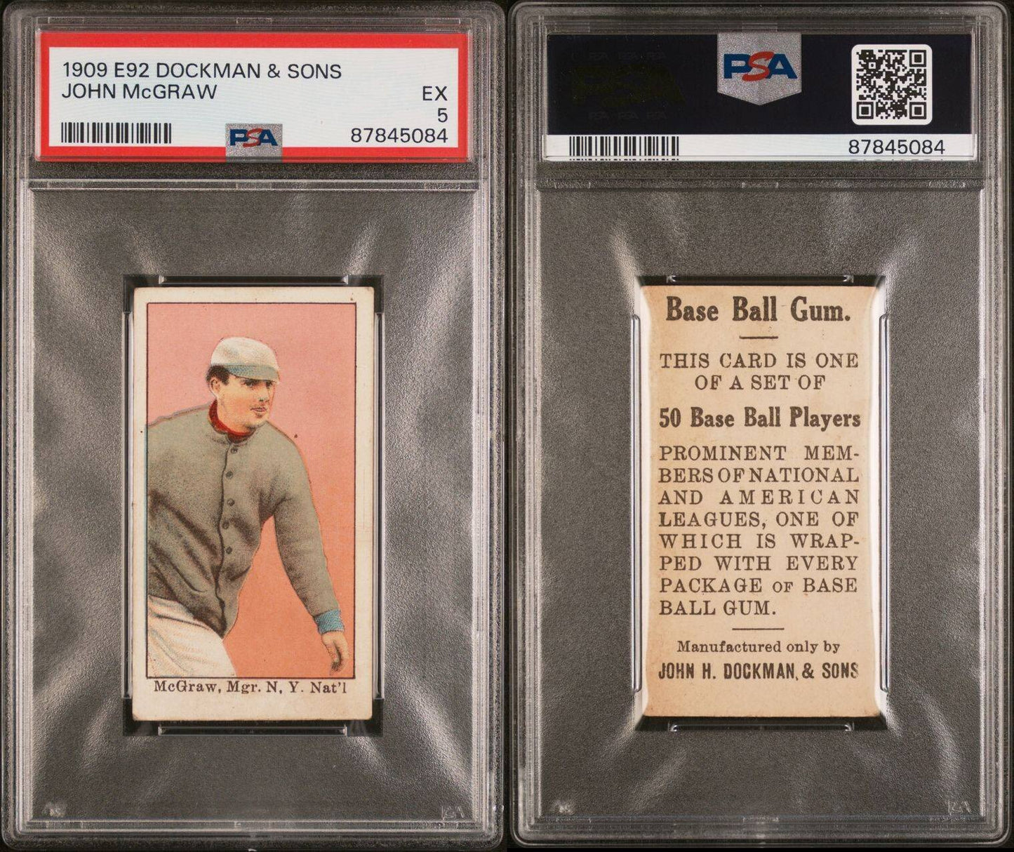 1909 E92 Dockman John McGraw (PSA 5 EX) HOF2